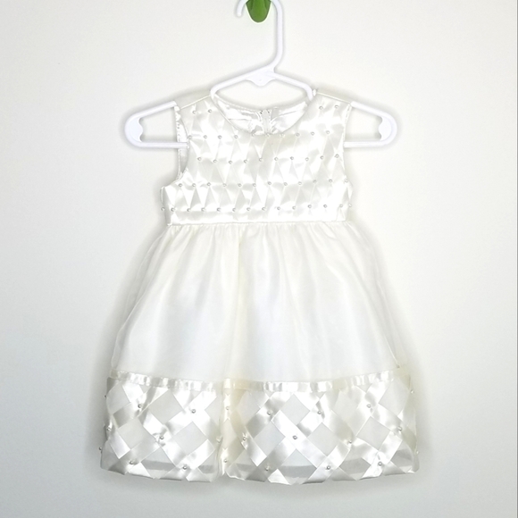 Cinderella Flower Girl Formal Dress Bloomer Wedding Latticework Pearls 12m - Picture 1 of 8